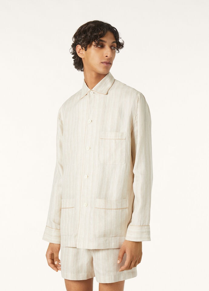 LIAN SHIRT LINEN HERRINGBONE STRIPE_FAP3756_F6OT_3