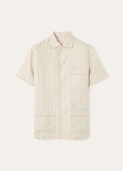 DEAN SHIRT LINEN HERRINGBONE STRIPE