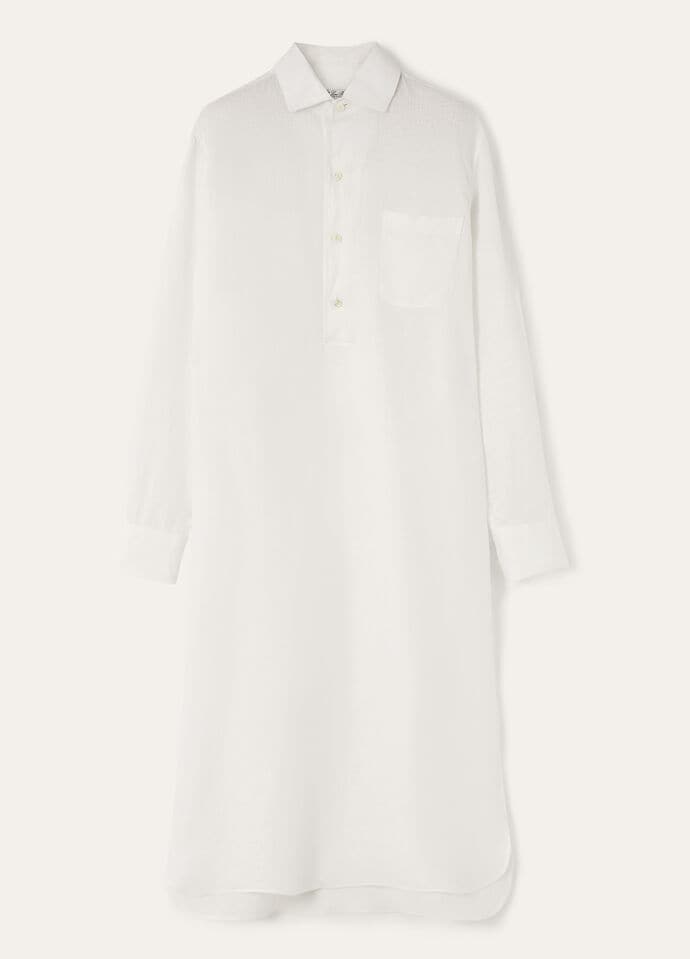 Lora Dress Linen Optical White | Loro Piana US