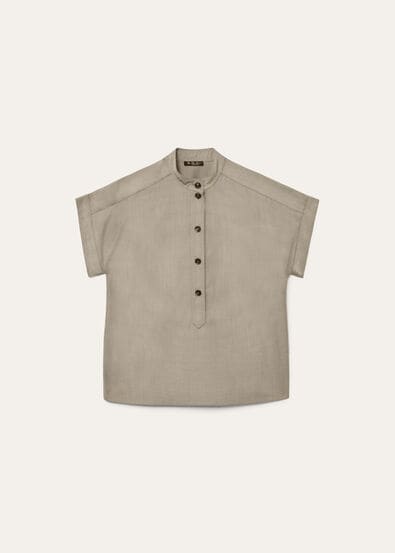 ELODY SS SHIRT SILK WOOL PLOMBANT