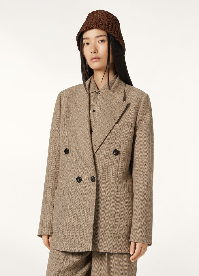GENNY DB JACKET SUMMER LINEN CREPE CHEVRON_FAP3872_F6MB_42_3