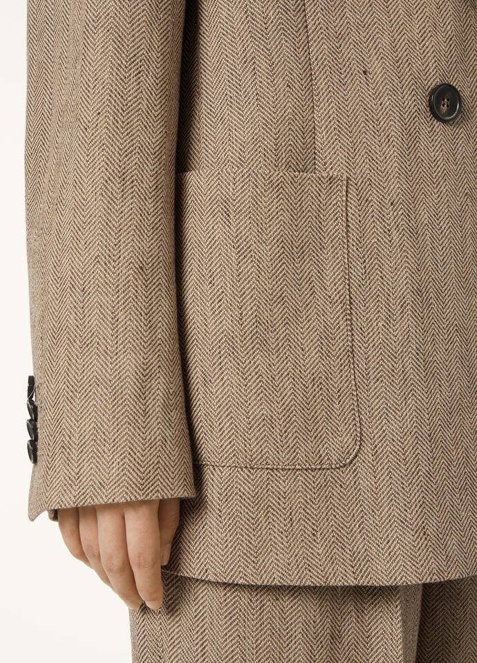 GENNY DB JACKET SUMMER LINEN CREPE CHEVRON_FAP3872_F6MB_42_2