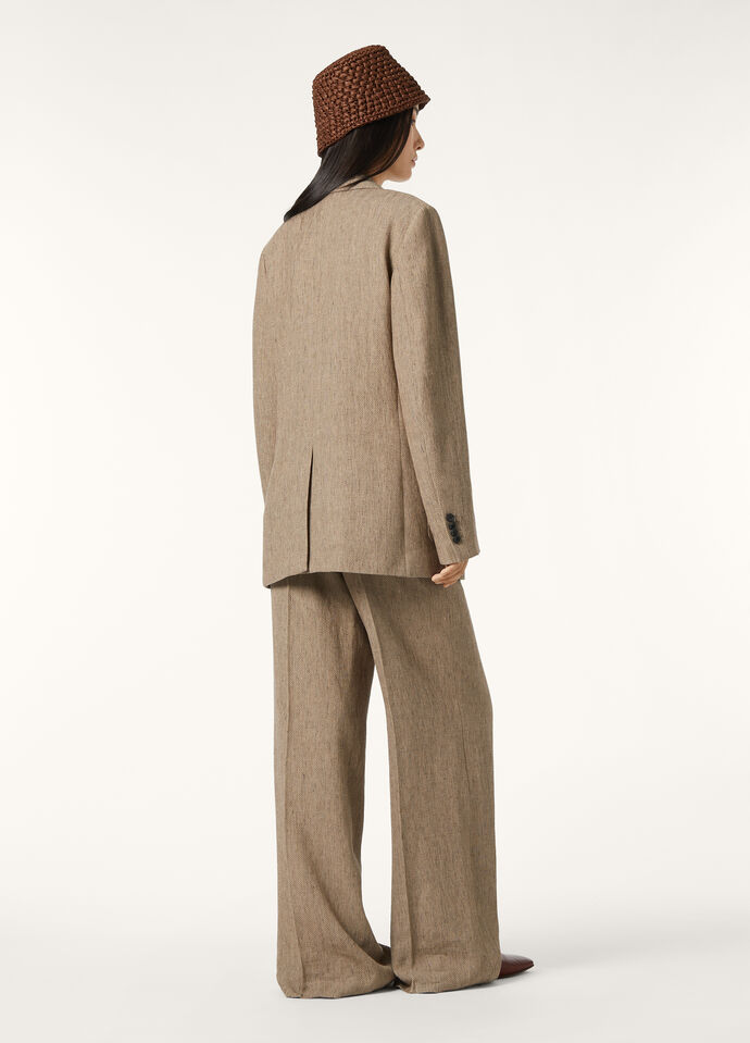GENNY DB JACKET SUMMER LINEN CREPE CHEVRON_FAP3872_F6MB_42_4