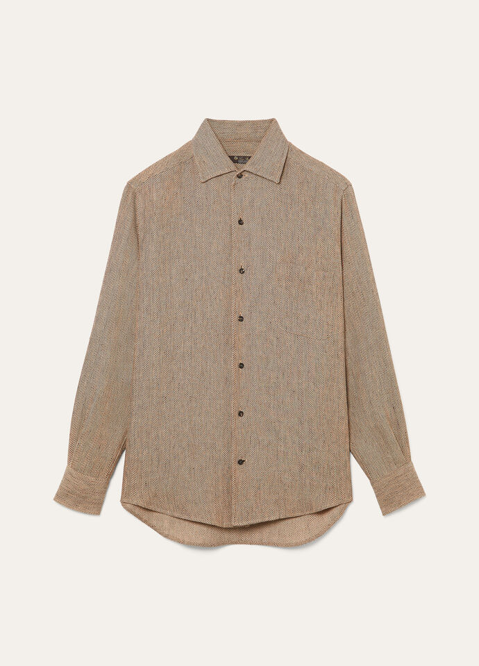 LOROPIANA アントレ ロンクスリフ シャツ FAP3874 F6MB André Shirt Linen Brown Chevron | Loro Piana US