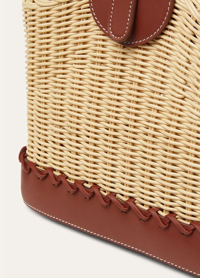 BOBBIN BUCKET WICKER/ROUNDED LEATHER