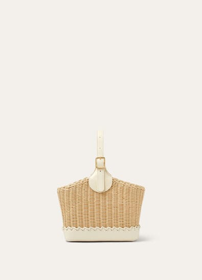 BOBBIN BUCKET WICKER/ROUNDED LEATHER