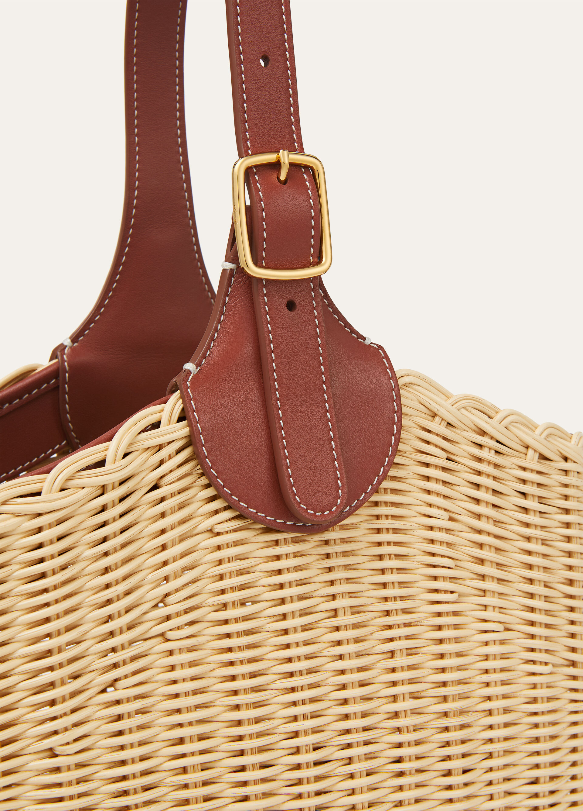 BOBBIN BUCKET WICKER/ROUNDED LEATHER