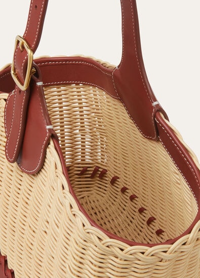 BOBBIN BUCKET WICKER/ROUNDED LEATHER