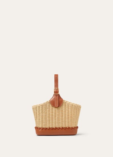 BOBBIN BUCKET WICKER/ROUNDED LEATHER
