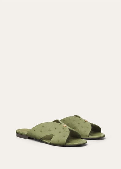 VERA FLAT MULE OSTRICH