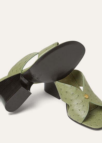 VERA HEELED MULE H80 OSTRICH