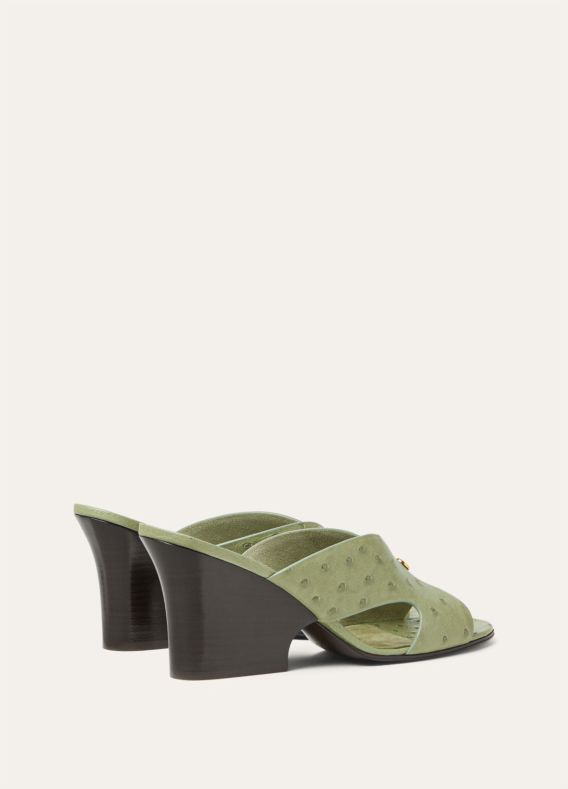 VERA HEELED MULE H80 OSTRICH