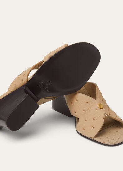 VERA HEELED MULE H80 OSTRICH SADDLE FINISH