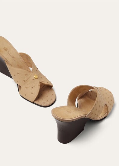 VERA HEELED MULE H80 OSTRICH SADDLE FINISH