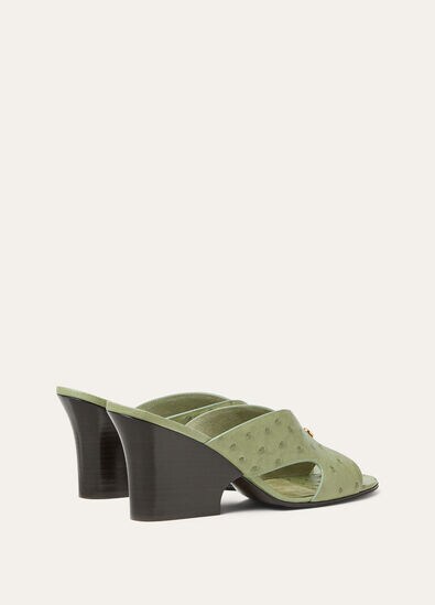 VERA HEELED MULE H80 OSTRICH