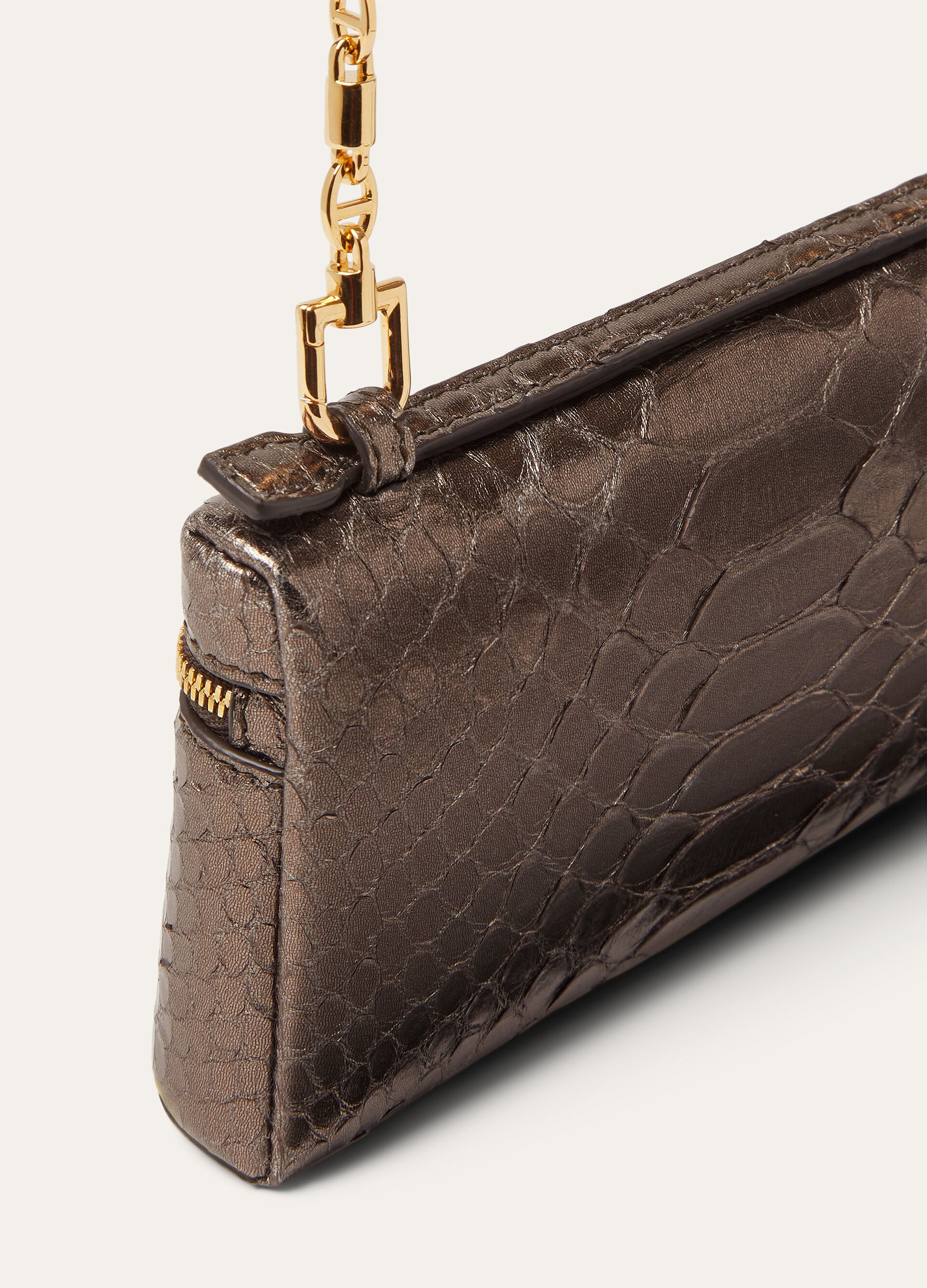 EXTRA POCKET MINI POUCH METALLIC PYTHON