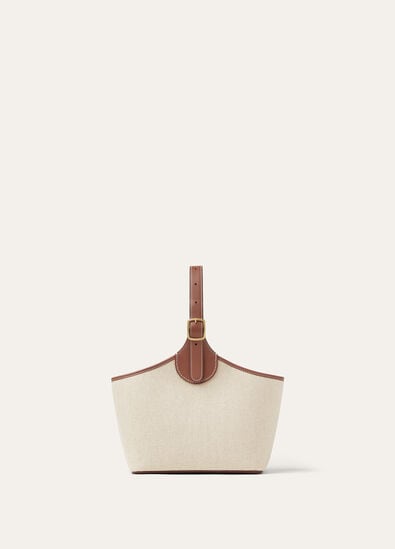 BOBBIN BUCKET NATURAL CANVAS/ROUNDED LEATHER