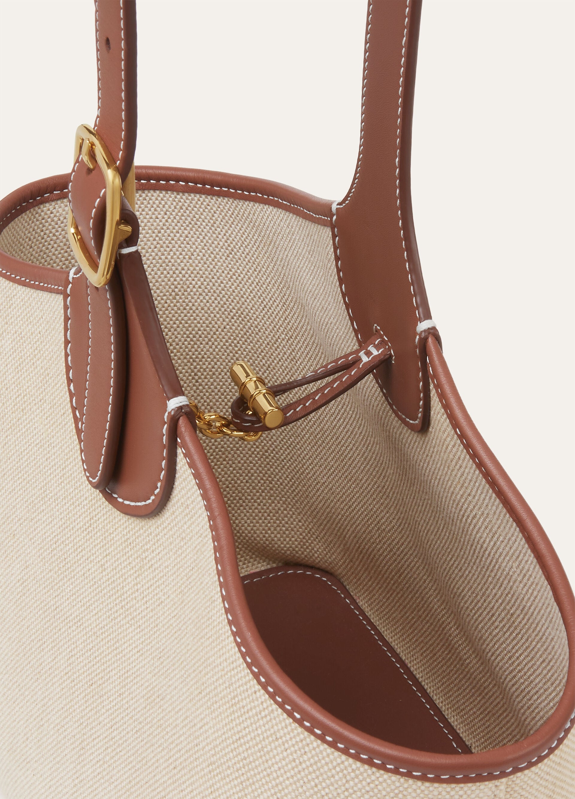 BOBBIN BUCKET NATURAL CANVAS/ROUNDED LEATHER