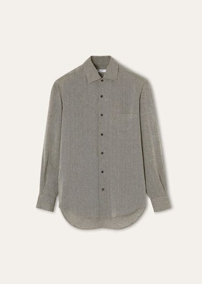 ANDRE' SHIRT SUMMER LINEN CREPE HERRINGBONE