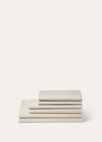EMBROIDERED STRIPE BEDDING SET ORGANIC COTTON