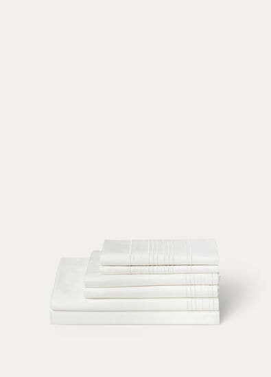 EMBROIDERED STRIPE BEDDING SET ORGANIC COTTON