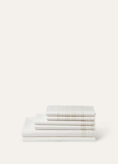 EMBROIDERED STRIPE BEDDING SET ORGANIC COTTON