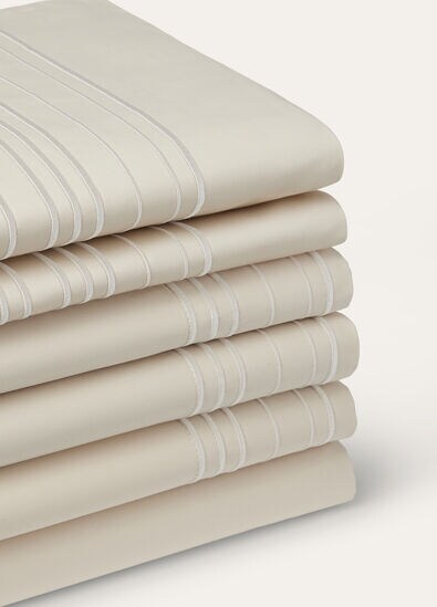 EMBROIDERED STRIPE BEDDING SET ORGANIC COTTON