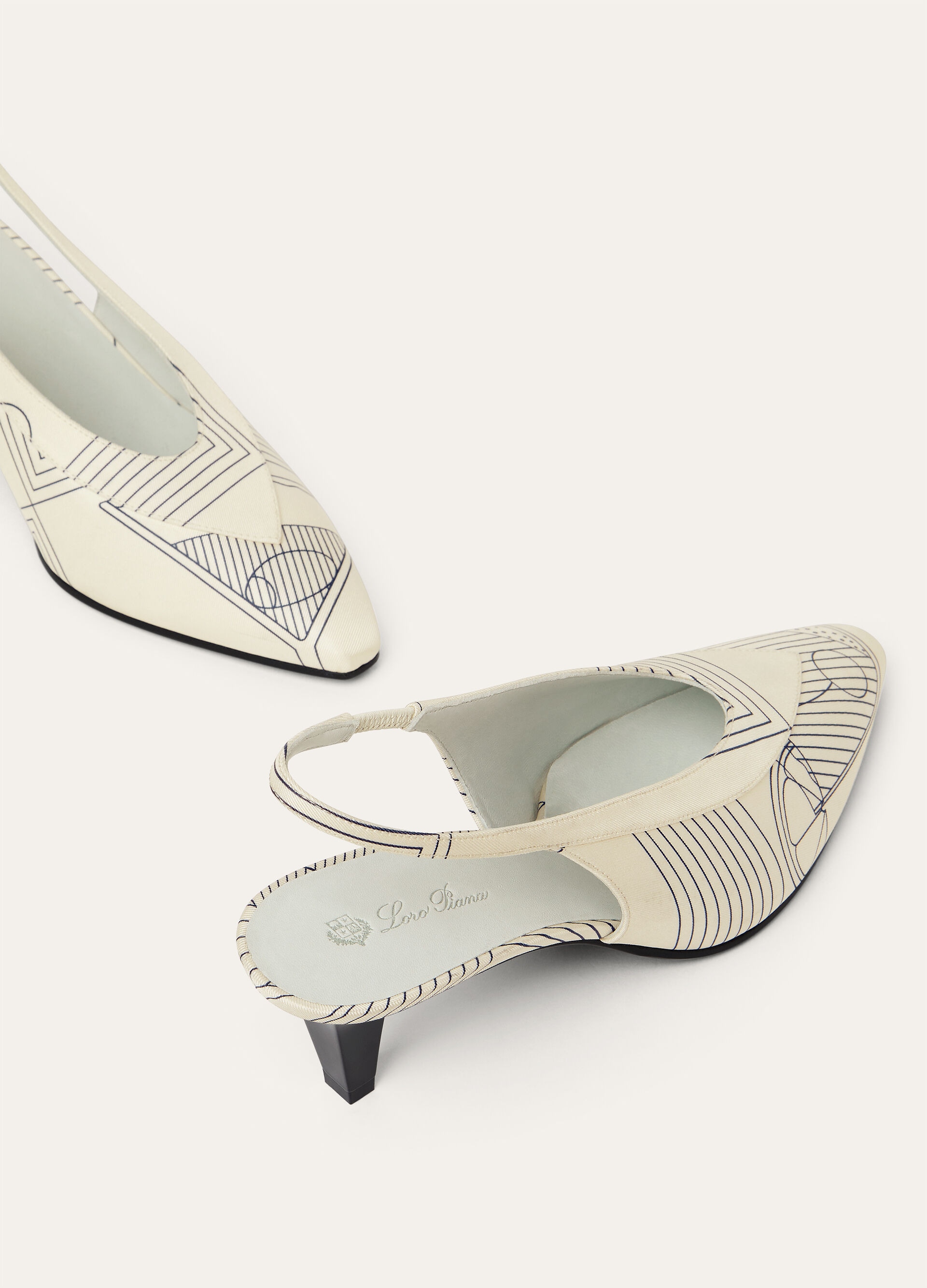 REBECCA DOUBLE SLINGBACK PUMP T55 APERITIVO TWILL