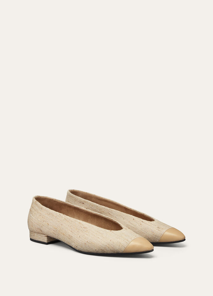 REBECCA CAP TOE BALLER. FANCY SHANTUNG & CALF_FAP4639_H0WT_3
