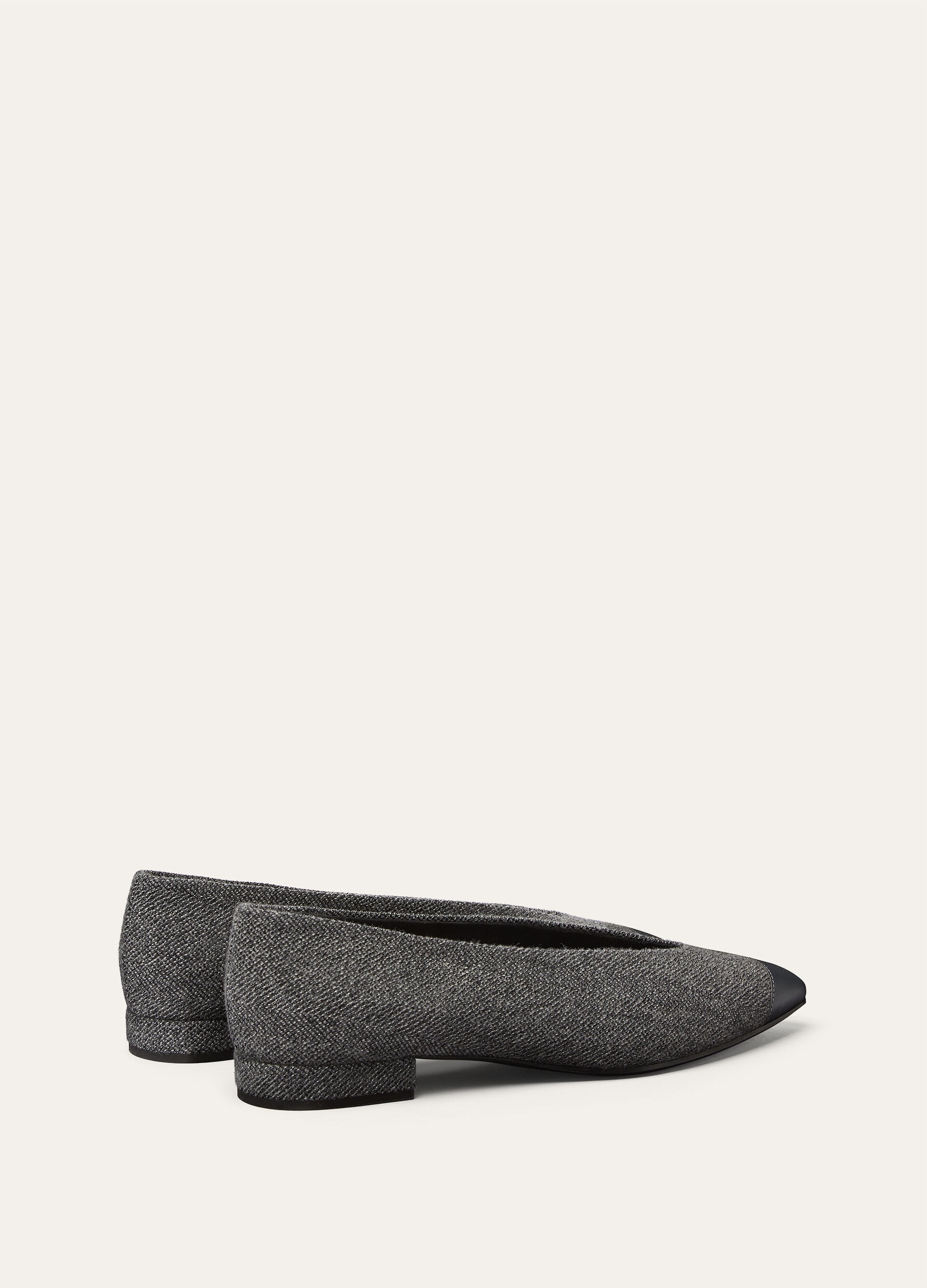 REBECCA CAP TOE BALLER. LINEN CASH RAIN & CALF
