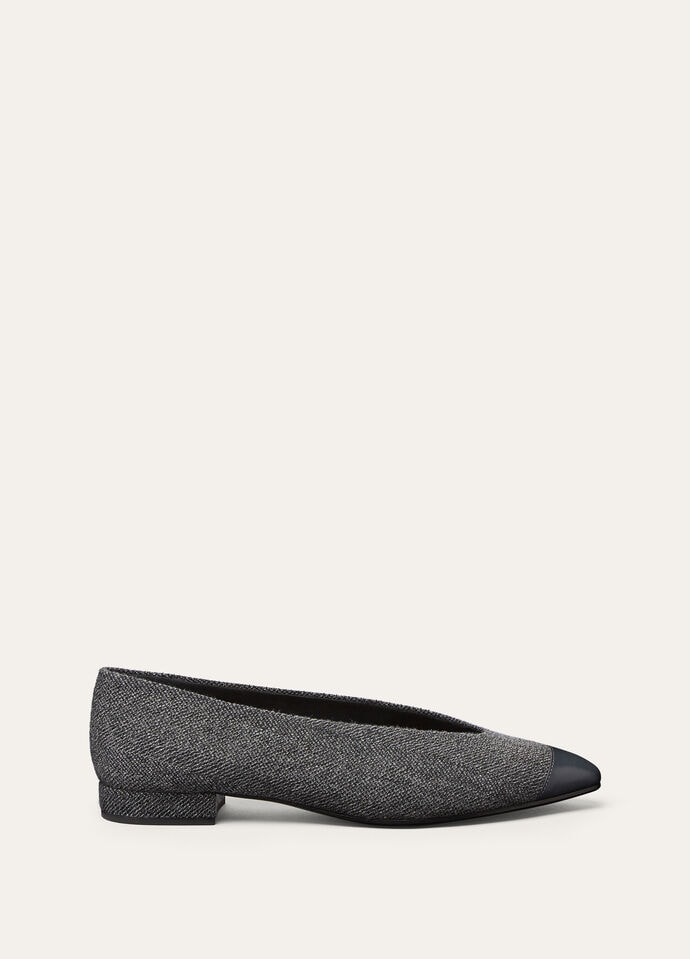 REBECCA CAP TOE BALLER. LINEN CASH RAIN & CALF_FAP4645_F6F9_2