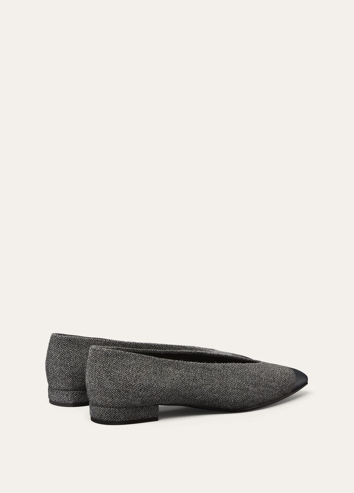 REBECCA CAP TOE BALLER. LINEN CASH RAIN & CALF_FAP4645_F6F9_4