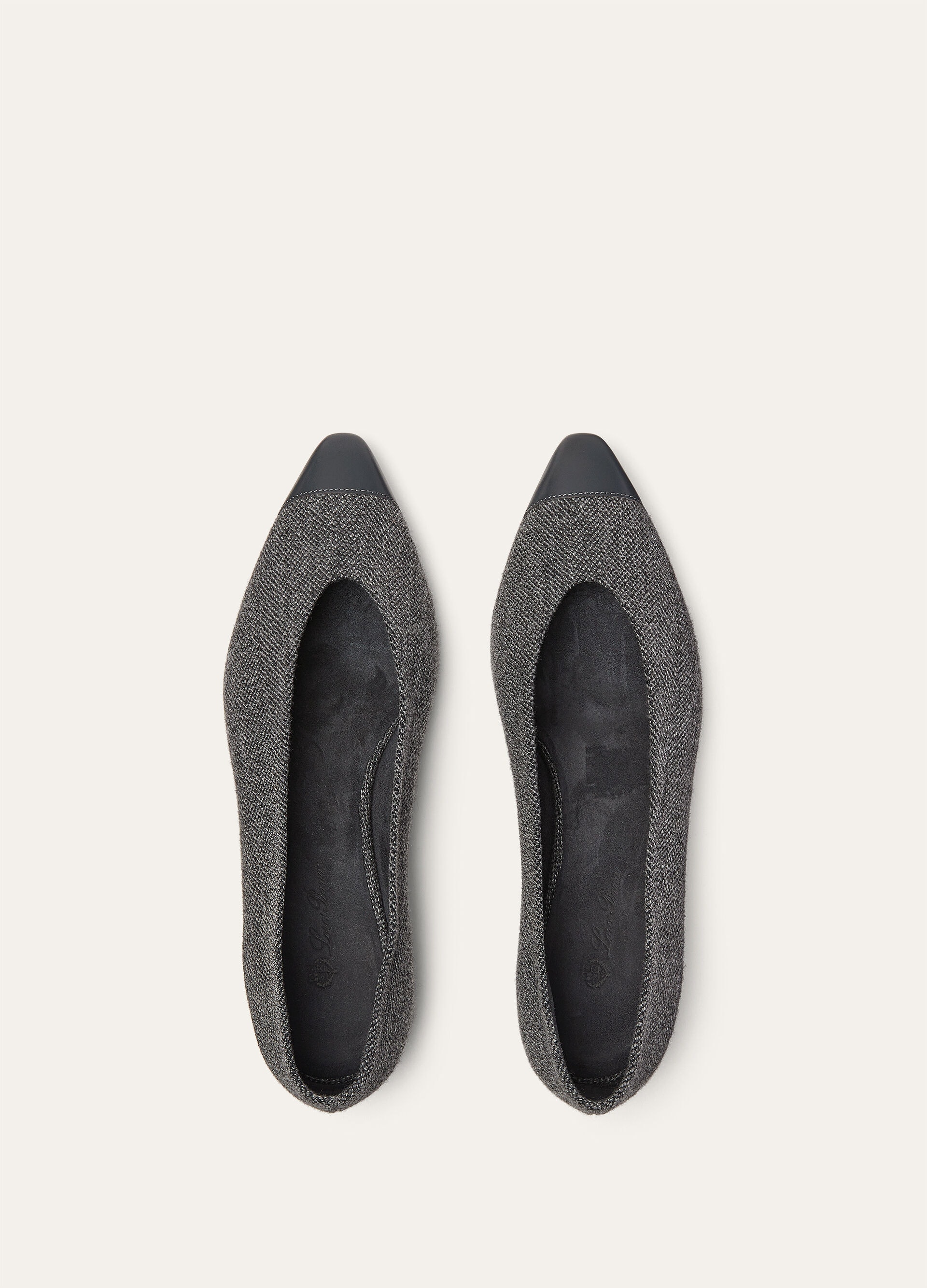REBECCA CAP TOE BALLER. LINEN CASH RAIN & CALF