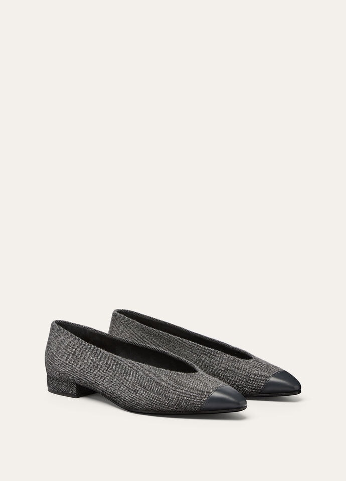 REBECCA CAP TOE BALLER. LINEN CASH RAIN & CALF_FAP4645_F6F9_3