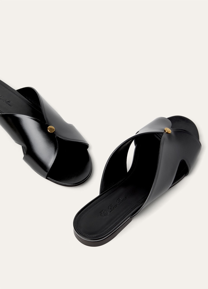 Vera Sandal Calfskin Black | Loro Piana US