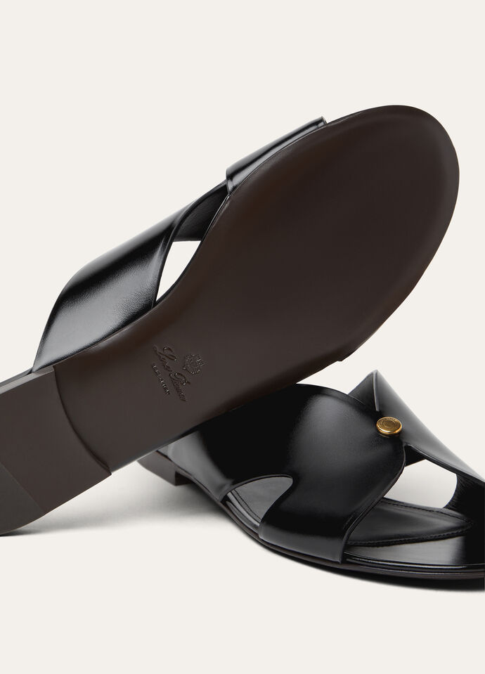 Vera Sandal Calfskin Black | Loro Piana US