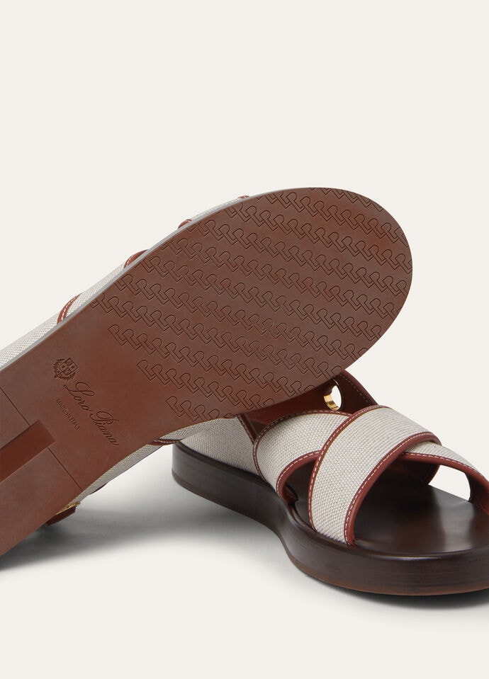 【PORTERNA】Lau Point Sandals Leo Sandal Cotton, Linen Natural/Deep Kummel | Loro Piana US