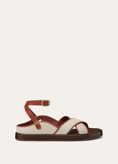 LEO BUCKLE SANDAL CANVAS AND CALF