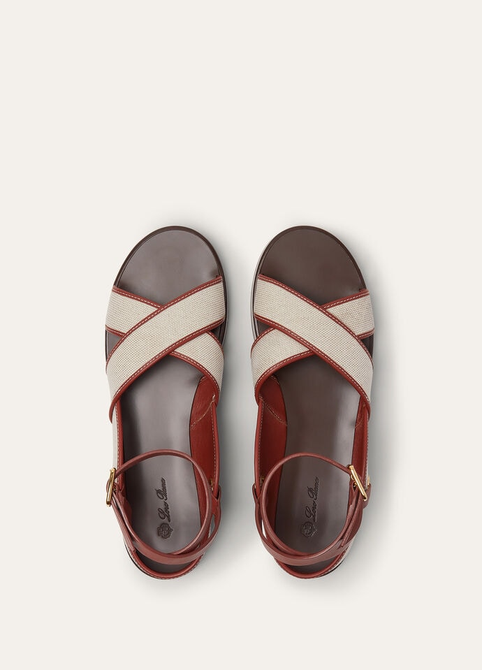 Leo Sandal Cotton, Linen Natural/Deep Kummel | Loro Piana US