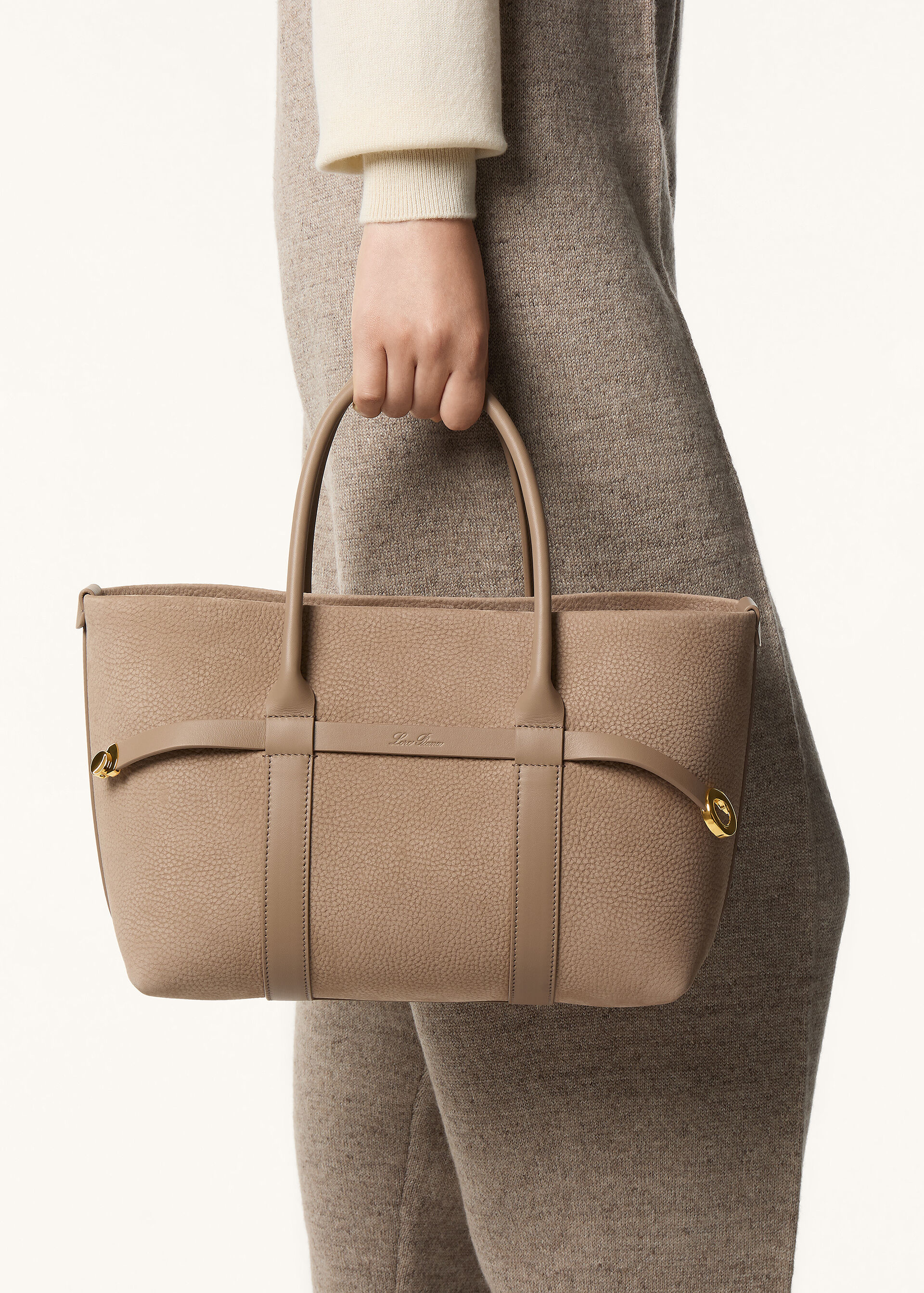 GHIERA SHOPPER SMALL GRAINED NUBUCK/RNDD LTHR