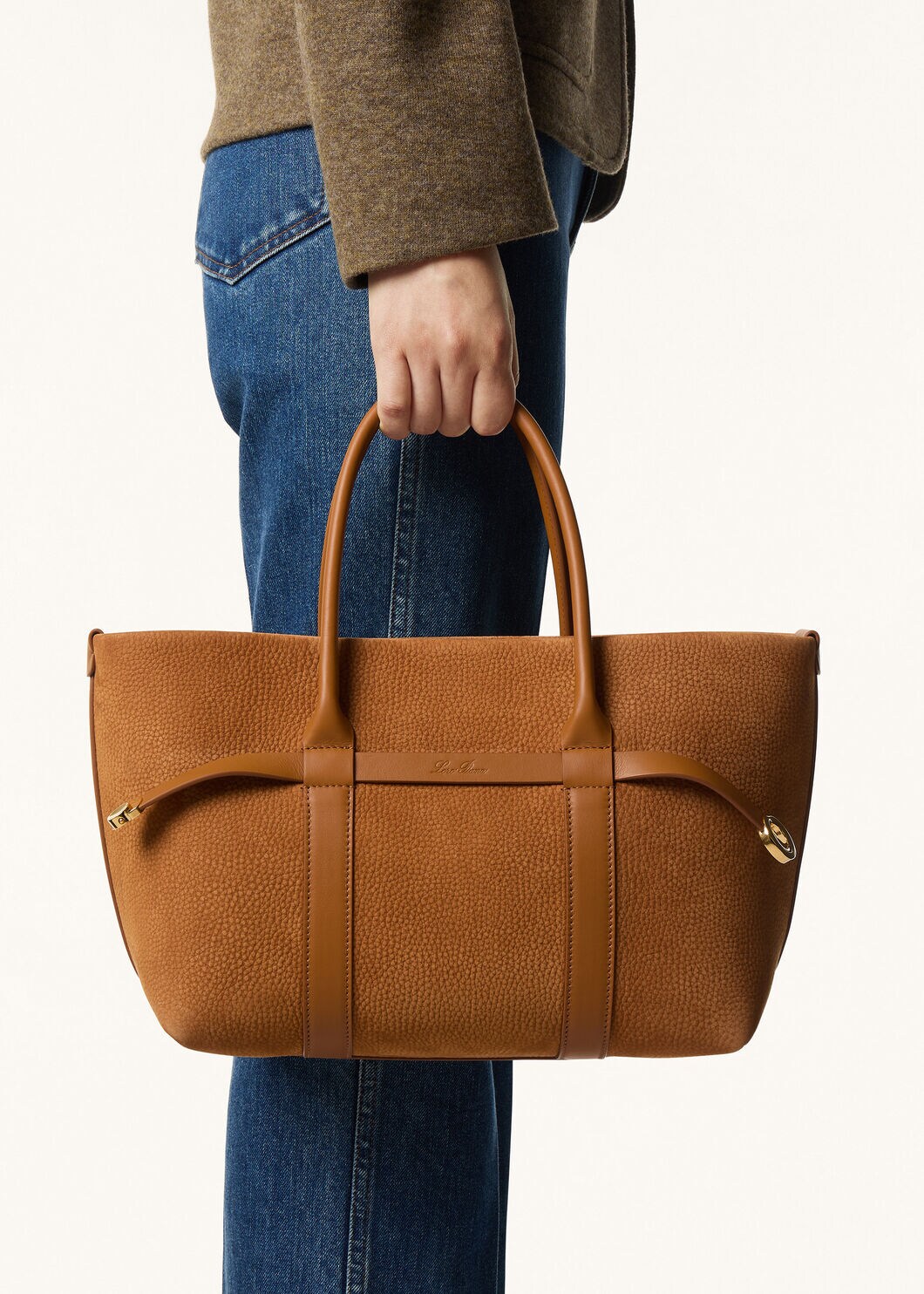 GHIERA SHOPPER SMALL GRAINED NUBUCK/RNDD LTHR