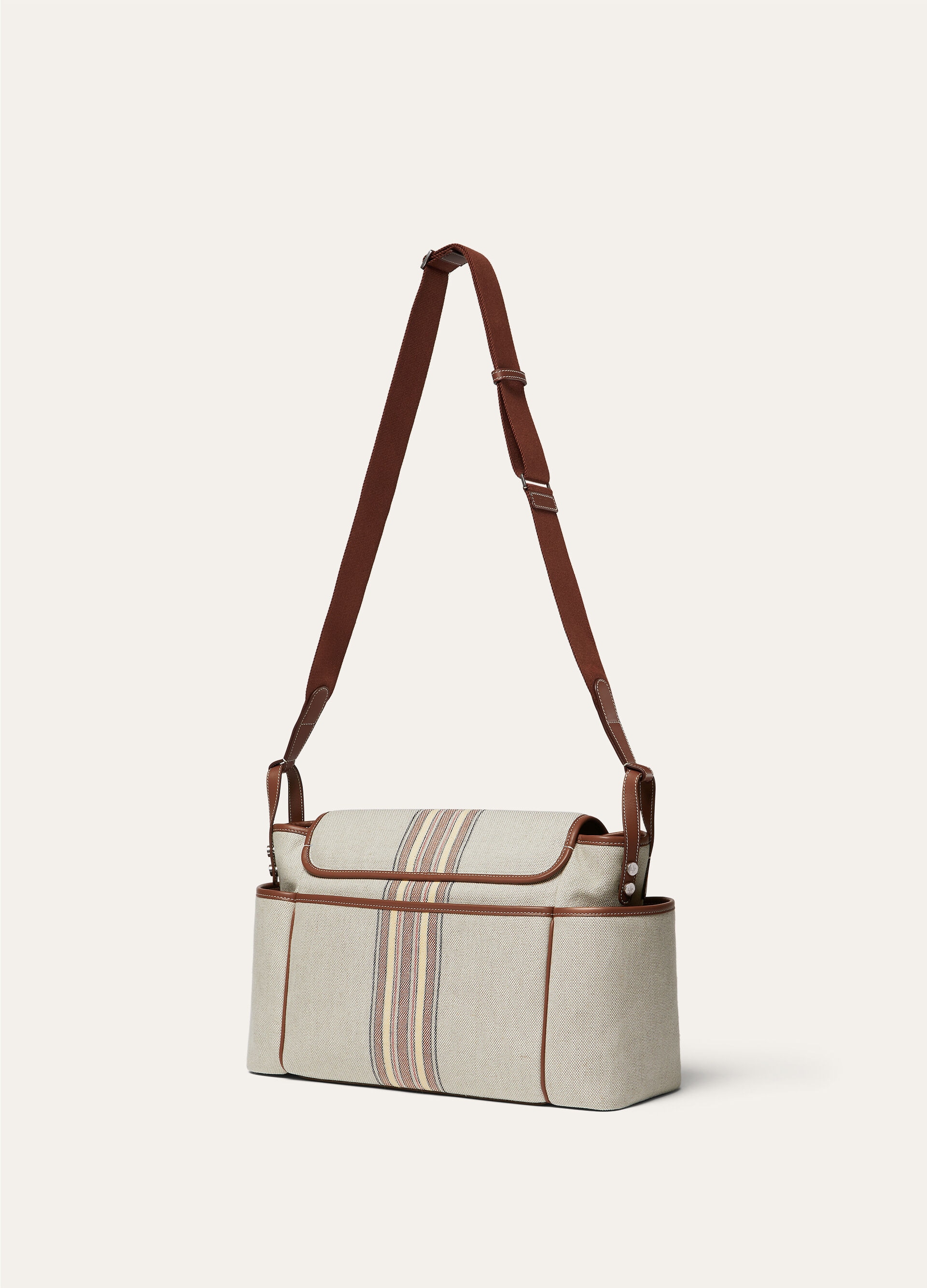 CHANGING BAG NAT.CANVAS SUITCASE STRP/ROUNDED LTH