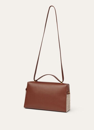 EXTRA BAG L27 SILK LINEN CHEVRON ROUNDED LEATHER