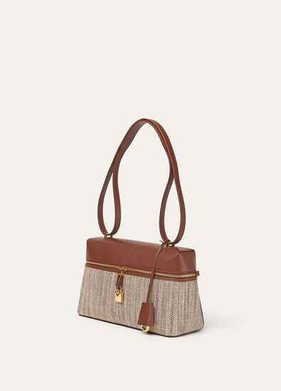 EXTRA BAG L27 SILK LINEN CHEVRON ROUNDED LEATHER