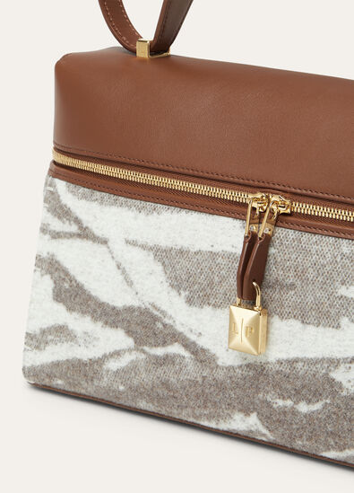 EXTRA BAG L27 JACQUARD WOOL VICUNA LNDSCP RND LTHR