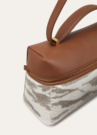 EXTRA BAG L27 JACQUARD WOOL VICUNA LNDSCP RND LTHR
