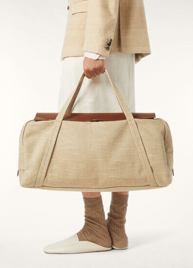 MEADOW DUFFLE PROVENCE LINEN/ROUNDED LEATHER