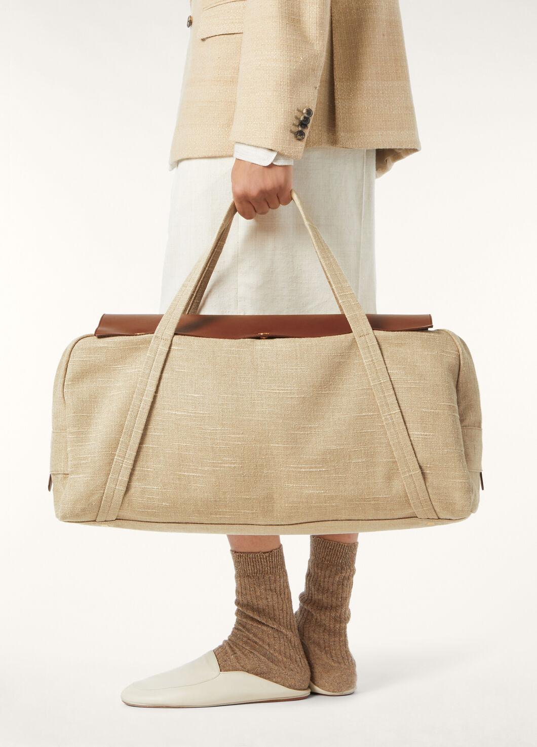 MEADOW DUFFLE PROVENCE LINEN/ROUNDED LEATHER_FAP5160_B5AF_NR_1