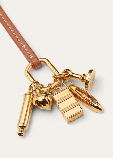 ANNIVERSARY BAG CHARM ROUNDED LEATHER/BRASS
