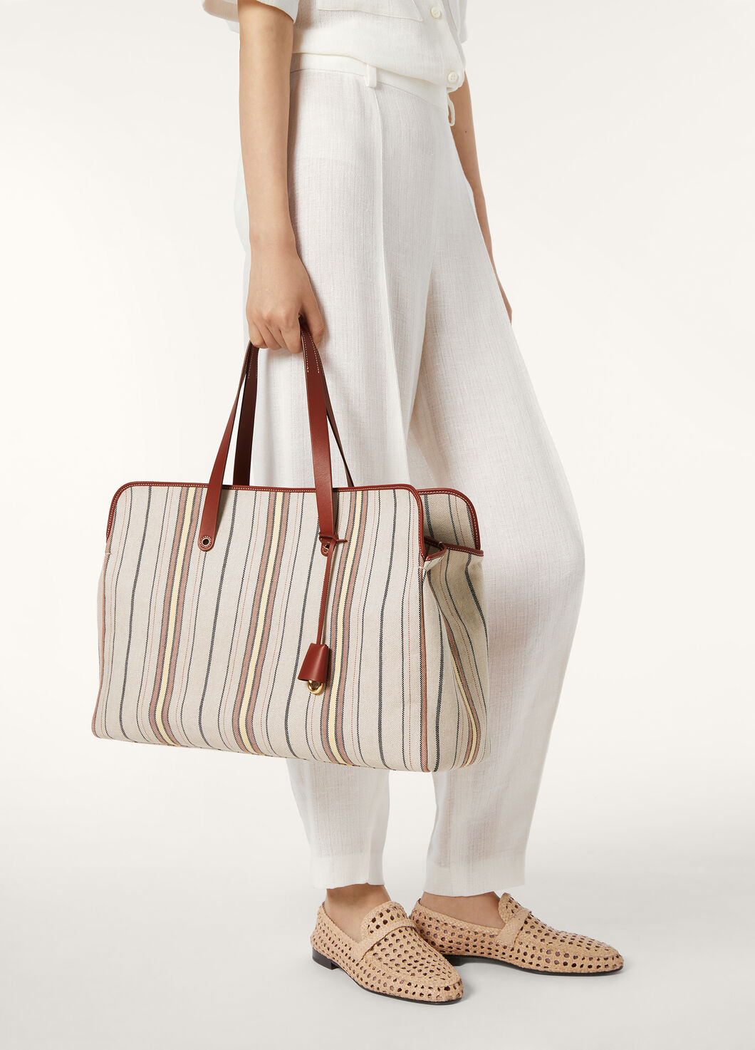 LAGUNA SHOPPER SUITCASE STRIPES/ROUNDED LEATHER
